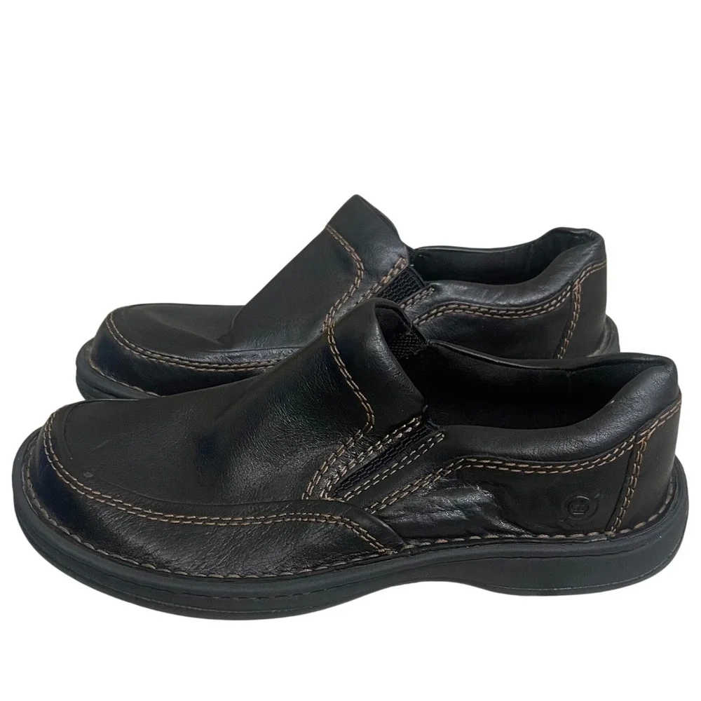 Born Mens Blast Iii Black Leather Slip On Loafers Moc Toe Shoes  Size 8M used 1x